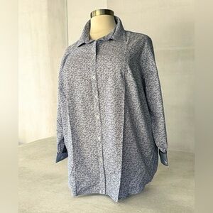 NWT!Croft & Barrow Purple Foral/Stripe  Long Sleeve Button Down Shirt Size 3X